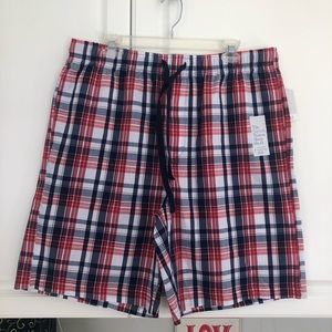 NWT L Croft&Barrow Navy/Red/White Plaid Pajama Shorts